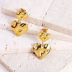 304 Stainless Steel Hammered Heart Dangle Stud Earrings&nbsp;JE1119A