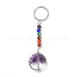 Gemstone and Natural Amethyst Chakra Keychain&nbsp;KEYC-P037-A02