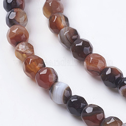 Faceted Round Dyed Natural Striped Agate/Banded Agate Beads Strands&nbsp;G-G581-4mm-M