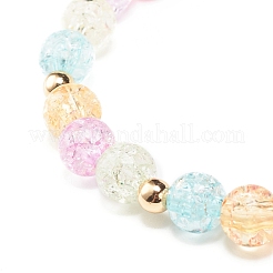 Candy Color Round Beaded Stretch Bracelet with Heart Unicorn Charm for Women&nbsp;BJEW-JB07636-04