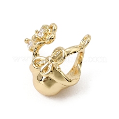 Brass Micro Pave Clear Cubic Zirconia Charms&nbsp;CU-CBA3D76-16G