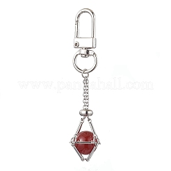 304 Stainless Steel Chain Pouch Natural Gemstone Pendant Decorations&nbsp;HJEW-JM01889-01