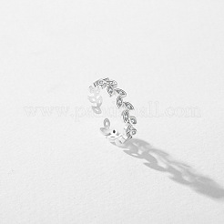 Leaf 925 Sterling Silver Micro Pave Clear Cubic Zirconia Cuff Rings&nbsp;FS-WG7C413-01