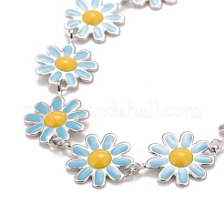 Enamel Daisy Link Chains Bracelet&nbsp;BJEW-P271-01P-03