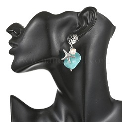 304 Stainless Steel & Acrylic & Natural Pearl Stud Dangle Earrings&nbsp;EJEW-JE07446-01