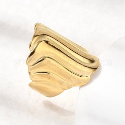 304 Stainless Steel Open Cuff Rings for Women&nbsp;RJEW-K313-17G