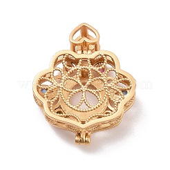 Brass Micro Pave Colorful Cubic Zirconia Locket Pendants&nbsp;KK-G390-29MG