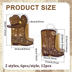 12Pcs 2 Styles Cowboy Boot Shape Paper Gift Tote Bags Kits&nbsp;ABAG-WH0083-013B