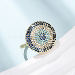 Brass Micro Pave Cubic Zirconia Cuff Open Rings for Women&nbsp;RJEW-K264-09C-G