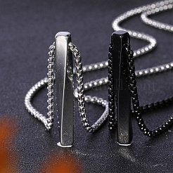 2Pcs 2 Color 201 Stainless Steel Simple Twist Rectangle Pendant Necklaces Set&nbsp;JN1124A