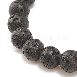 3Pcs 3 Style Natural Lava Rock & Mixed Stone Stretch Bracelets Set with Lampwork Evil Eye&nbsp;BJEW-JB08321