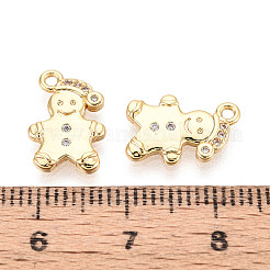 Brass Pave Clear Cubic Zirconia Pendants&nbsp;KK-T077-57G