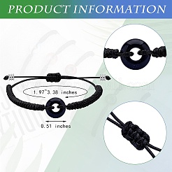 Synthetic Blue Goldstone Donut Braided Bead Bracelet&nbsp;BJEW-SW00047-12