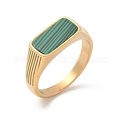 316L Stainless Steel Natural Malachite Finger Rings for Women&nbsp;RJEW-U054-02C-01G