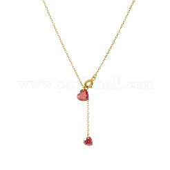 304 Stainless Steel Ruby Rhinestone Heart Lariat Necklaces&nbsp;WGB7D9D-01