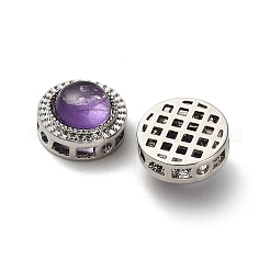 Brass Pave Natural Amethyst Multi-Strand Links&nbsp;KK-D366-01P-C
