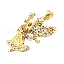 Brass Micro Pave Clear Cubic Zirconia Pendants&nbsp;KK-Z150-22G-01