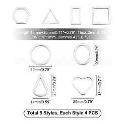32Pcs 8 Style 304 Stainless Steel Linking Rings&nbsp;STAS-UN0020-52P