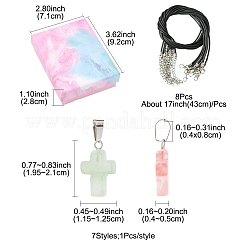 DIY Natural & Synthetic Gemstone Cross Pendant & Waxed Cord Pendant Necklace Making Kits&nbsp;DIY-FS0008-46