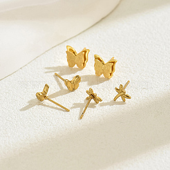 3 Pairs Fashionable 201 Stainless Steel Butterfly & Dragonfly Stud Earrings&nbsp;VU6612