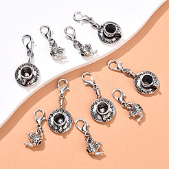 10Pcs 2 Styles Teapot and Coffee Cup Tibetan Style Alloy Pendant Decorations&nbsp;HJEW-YW00138