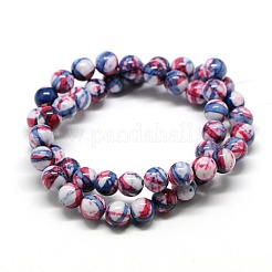 Dyed Round Synthetic Gemstone Ocean White Jade Beads Strands&nbsp;G-F085-12mm-M
