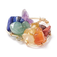 Chakra Natural Gemstone Chip Pendants&nbsp;PALLOY-JF01493-01