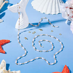 DIY Plastic Pearl Oval Beaded Brass Link Chain Bracelet Necklace Making Kits&nbsp;DIY-TA0009-62