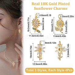 12Pcs 3 Style Brass Micro Pave Cubic Zirconia Pendants&nbsp;KK-BBC0002-98