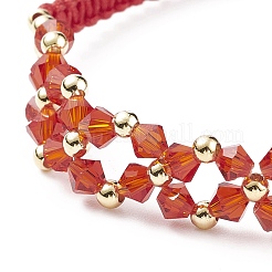 Glass Braided Flower Link Bracelet for Women&nbsp;BJEW-TA00130-03