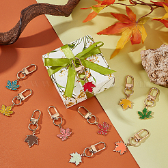 20Pcs 10 Colors Maple Leaf Alloy Enamel Pendant Decoration&nbsp;HJEW-PH02092