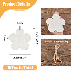 15Pcs Unfinished Wood Pendant Decorations&nbsp;WOOD-DC0001-25C