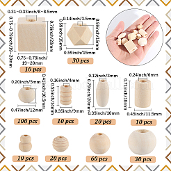 300Pcs 10 Styles Wood European Beads&nbsp;WOOD-SP0001-48