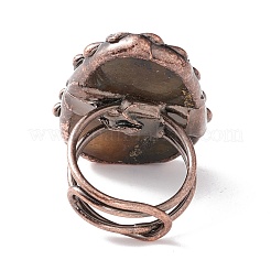 Natural Labradorite Irregular Nugget Open Cuff Ring&nbsp;RJEW-I082-06R
