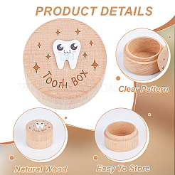 Round Printed Wood Baby Tooth Keepsake Cases with Lids&nbsp;CON-WH0099-75D