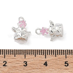 Brass Pave Cubic Zirconia Star Cake Charms&nbsp;KK-C155-17S-02
