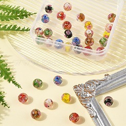 32Pcs 7 Colors Handmade Gold Sand Lampwork Beads&nbsp;LAMP-FS0001-30
