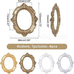 4Pcs 4 Colors Oval Retro Resin Photo Frames&nbsp;AJEW-FG0001-48
