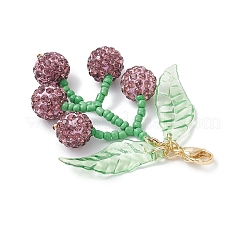 Glass Seed Beaded & Polymer Clay Rhinestone Fruit Pendant Decorations&nbsp;HJEW-TA00385-04