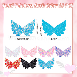 105Pcs 7 Colors Angel Wing Polyester Embroidery Appliques&nbsp;PATC-GA0001-27