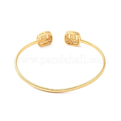 Clear Cubic Zirconia Square Open Cuff Bangle&nbsp;BJEW-G652-06G