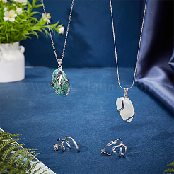 4Pcs 4 Styles Brass Pendant Irregular Cabochon Settings&nbsp;KK-NB0003-73B