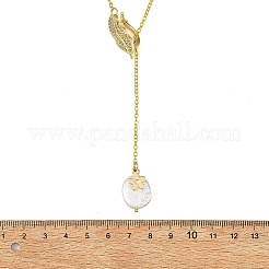 Adjustable Brass Micro Pave Clear Cubic Zirconia Leaf Lariat Necklaces&nbsp;NJEW-JN06467