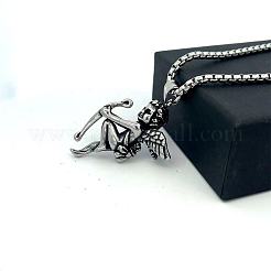 304 Stainless Steel Angel Pendant Punk Retro Necklaces for Men&nbsp;DL5553