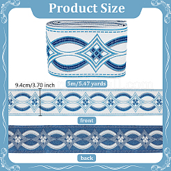 5M Ethnic Style Polyester Rhombus Jacquard Ribbon&nbsp;OCOR-WH0101-19B