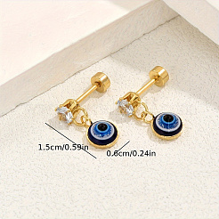 Stainless Steel Evil Eye Dangle Stud Earrings&nbsp;ZF6859