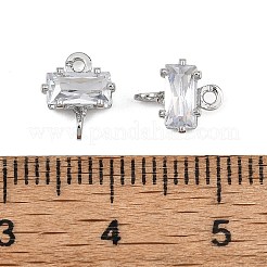 SHEGRACE Brass Pave Cubic Zirconia Rectangle Connector Charms&nbsp;XGRQ2O062-438A-P