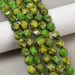 Synthetic Gold Line Turquoise Beads Strands&nbsp;G-A283-C03-01
