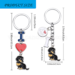 WEWAYSMILE 2 pcs Dog Keychain Car Keychain Pet Pendant Key-Ring Lovely Dog Key-ring Portable Metal Keychain Gift for Pet Lover Birthday Puppy Theme Party Supplies (Dachshund)&nbsp;JX788A