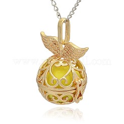 Golden Tone Brass Hollow Round Cage Pendants&nbsp;KK-J237-04G